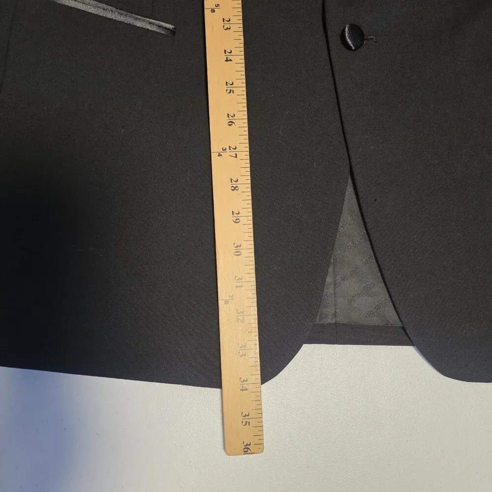 After Six Tuxedo Jacket Satin Lapel Black Three Button Prom Wedding Formal‎ 44L